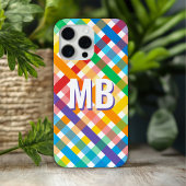 Kleurrijke Rainbow Stripe Monogram Initialen Custo Case-Mate iPhone Case
