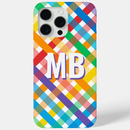 Kleurrijke Rainbow Stripe Monogram Initialen Custo Case-Mate iPhone Case (Achterkant)