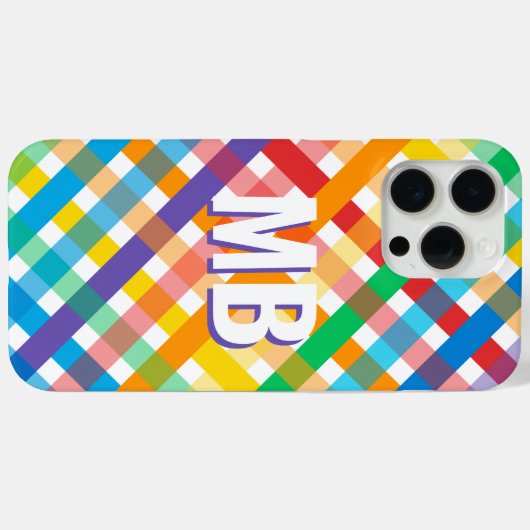 Kleurrijke Rainbow Stripe Monogram Initialen Custo Case-Mate iPhone Case (Achterkant (horizontaal))