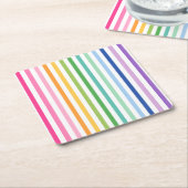 Kleurrijke Rainbow Stripe Paper Onderzetter (Schuin)