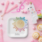 Kleurrijke Rainbow Sunshine Baby shower Papieren Bordje (Feest)