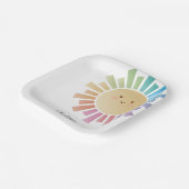 Kleurrijke Rainbow Sunshine Baby shower Papieren Bordje (Gebogen)