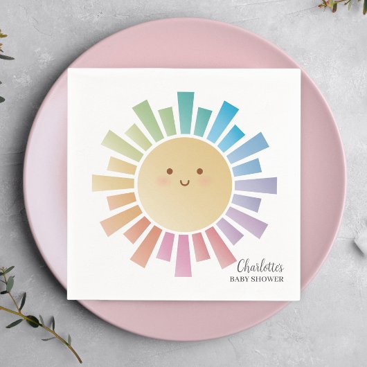 Kleurrijke Rainbow Sunshine Baby shower Servet