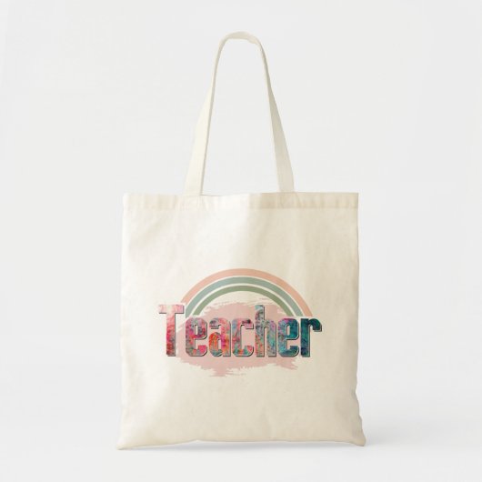 Kleurrijke Rainbow Teacher Canvas tas (Voorkant)