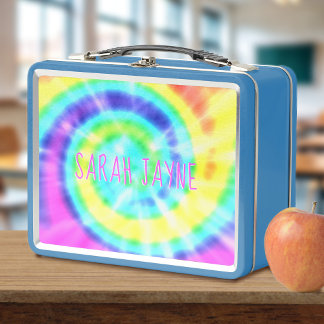 Kleurrijke Rainbow Tie Dye Trippy Metal Lunch Box