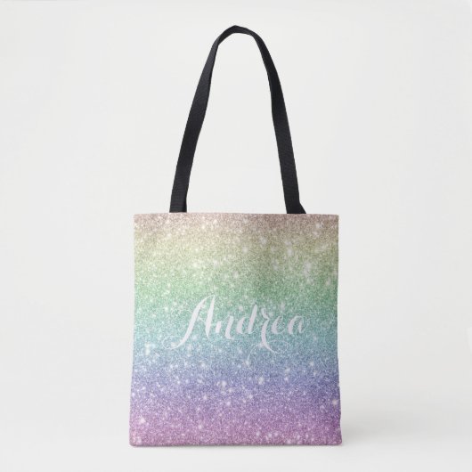 Kleurrijke Rainbow Unicorn Glitter Patroon Trendy Tote Bag (Voorkant)