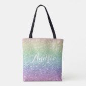 Kleurrijke Rainbow Unicorn Glitter Patroon Trendy Tote Bag (Achterkant)