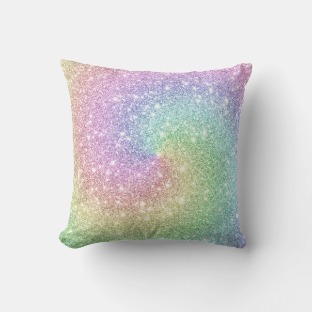 Kleurrijke Rainbow Unicorn Glitter Spiral Trendy Kussen (Voorkant)