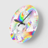 Kleurrijke Rainbow Unicorn Princess Nursery Room Ronde Klok (Hoek)