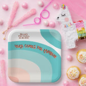 Kleurrijke Rainbow Wave Abstract Baby shower Papieren Bordje (Feest)