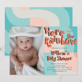 Kleurrijke Rainbow Wave Abstract Foto Baby shower Kaart (Voorkant / Achterkant)