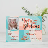 Kleurrijke Rainbow Wave Abstract Foto Baby shower Kaart (Staand voorkant)