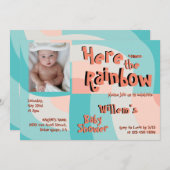 Kleurrijke Rainbow Wave Abstract Foto Baby shower Kaart (Voorkant / Achterkant)