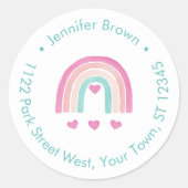 Kleurrijke Rainbows Hearts Retouradres Ronde Sticker (Voorkant)