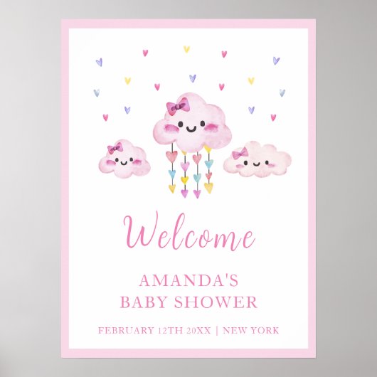 Kleurrijke Raindrop Sweetheart Baby shower Welkom Poster (Voorkant)