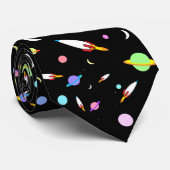 Kleurrijke raketten planeten moons sterren buitenr stropdas (Opgerold)