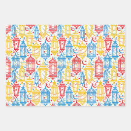 Kleurrijke Ramadan Kareem Happy Eid Mubarak Lantaa Inpakpapier Vel