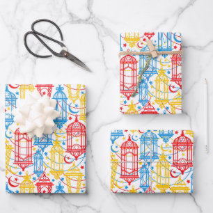 Kleurrijke Ramadan Kareem Happy Eid Mubarak Lantaa Inpakpapier Vel