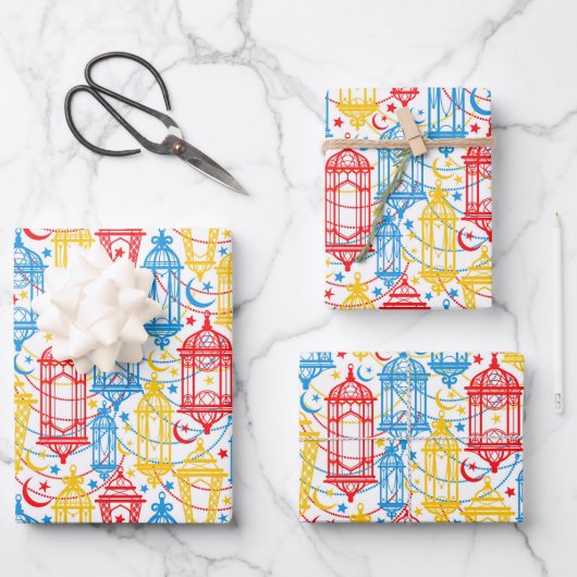 Kleurrijke Ramadan Kareem Happy Eid Mubarak Lantaa Inpakpapier Vel (Voorkant)