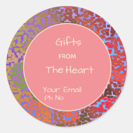 Kleurrijke rand met Peach Center CadeauSticker Ronde Sticker