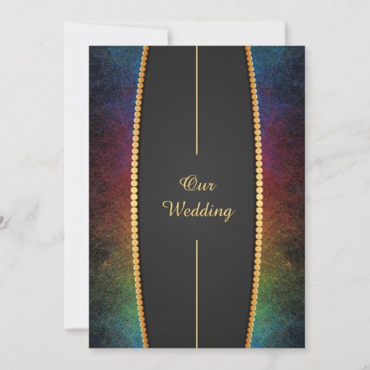 Kleurrijke rand met uitnodiging tot gouden bruilof (Achterkant)