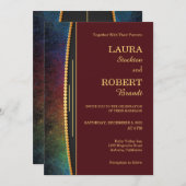 Kleurrijke rand met uitnodiging tot gouden bruilof (Voorkant / Achterkant)