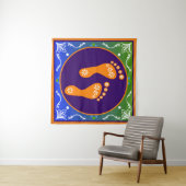 Kleurrijke Rangoli met voetafdruk Wandkleed (In Situ (horizontaal))