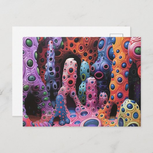 Kleurrijke rare wezens Abstract Briefkaart (Voorkant / Achterkant)