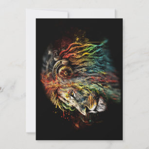 Kleurrijke Rasta Lion met hoofdtelefoon Kaart