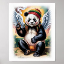 Kleurrijke Rasta Panda Engel op een Witte