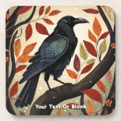 Kleurrijke Raven in een Boom Bier Onderzetter (Voorkant)