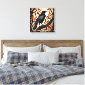 Kleurrijke Raven in een Boom Canvas Afdruk (Insitu (Slaapkamer))