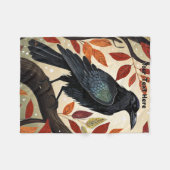 Kleurrijke Raven in een Boom Fleece Deken (Voorkant (Horizontaal))