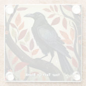 Kleurrijke Raven in een Boom Glazen Onderzetter (Achterkant)