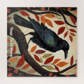 Kleurrijke Raven in een Boom Legpuzzel (Horizontaal)