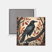 Kleurrijke Raven in een Boom Magneet (Voorkant / Achterkant)