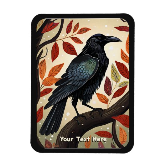 Kleurrijke Raven in een Boom Magneet (Verticaal)