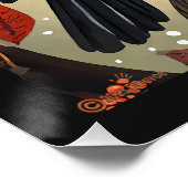 Kleurrijke Raven in een Boom Perfect Poster (Hoek)