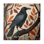 Kleurrijke Raven in een Boom Tegeltje (Voorkant)