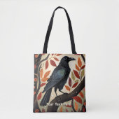 Kleurrijke Raven in een Boom Tote Bag (Voorkant)