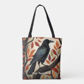 Kleurrijke Raven in een Boom Tote Bag (Achterkant)