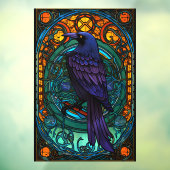 Kleurrijke Raven Wild Bird Faux Glas in lood Raamsticker (Vel 3)
