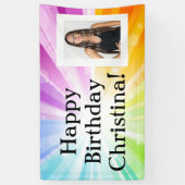 Kleurrijke Rays Aangepaste Foto Verjaardagsfeestba Spandoek (Verticaal)