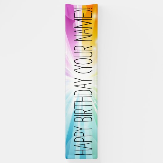Kleurrijke Rays Gepersonaliseerde Verjaardagsfeest Spandoek (Verticaal)