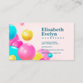 Kleurrijke realistische stromende glanzende ballen visitekaartje (Achterkant)