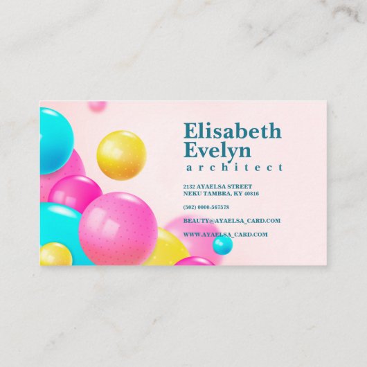 Kleurrijke realistische stromende glanzende ballen visitekaartje (Achterkant)