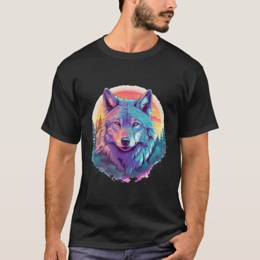Kleurrijke realistische wolf in wildernis Natuur o T-shirt (Voorkant)