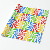 Kleurrijke rechthoek en witte wervelingen cadeaupapier (Uitgerold)