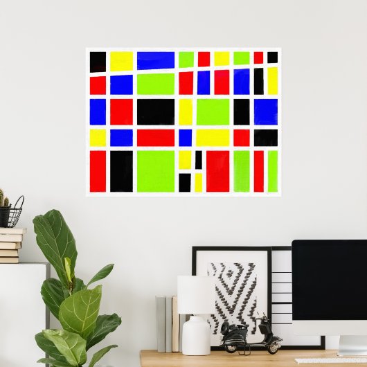 Kleurrijke rechthoeken (schilderij van digitale ol poster (Thuiskantoor)