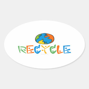 Kleurrijke recycling ovale sticker